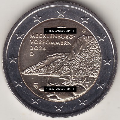 Münzen Euromünzen 2024, Deutschland 2 Euro Gedenkmünze 2024-2024, 2 Euro G Mecklenburg-Vorpommern - Königsstuhl. 2 Euro Gedenkmünze,... Sammlung