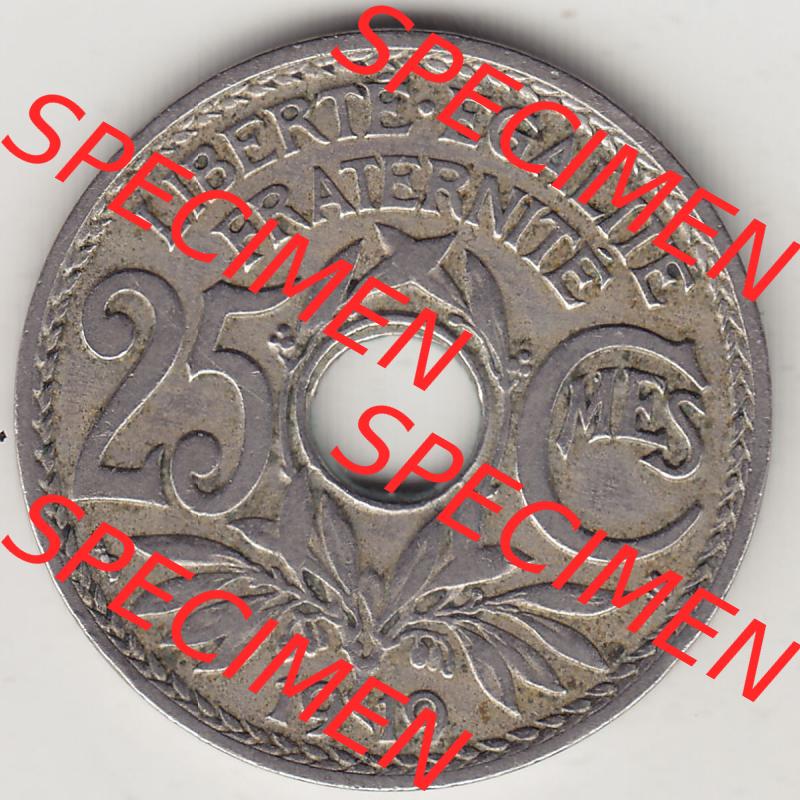 Münzen Frankreich Eurovorläufer, Umlaufmünze vor Euroeinführung 1917-1937, 25 Cmes, Centimes 1919-1 LIBERTE EGALITE FRATERNITE. Rückseite einer Münze... Sammlung