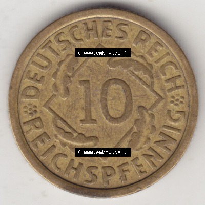 Münzen Deutschland 1918-1932 Weimarer Republik 1924-1936, 10 Reichspfennig A, 1929 (1) Sammlung