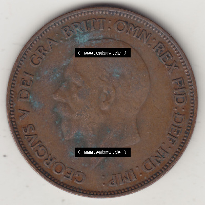Münzen Großbritannien Eurovorläufer, Umlaufmünze vor Euroeinführung 1928-1936, 1 One Penny, 1935 (Stück 1), George V. BM... Sammlung