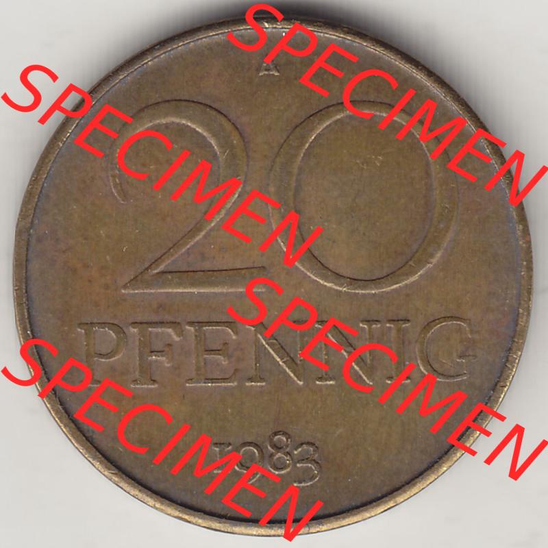 Münzen Deutschland DDR 1969-1990, 20 Pfennig 1983-2, DDR-Telefonmünze. Rückseite einer 20 Pfennig Münze / Umlaufmünze in der DDR auch als Telefonmünze... Sammlung