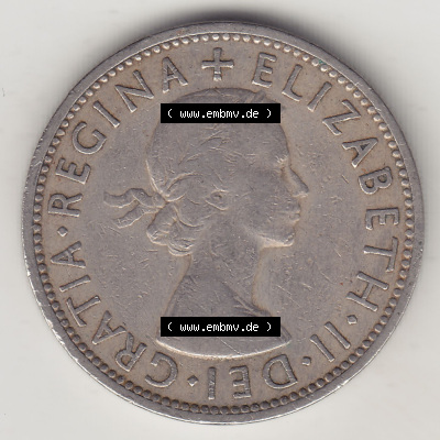 Münzen Großbritannien Eurovorläufer, Umlaufmünze vor Euroeinführung 1954-1970, 2 Schilling - Shillings 1954 (Stück 1). Vorderseite... Sammlung