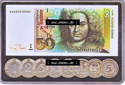 Silberbarren Europa Deutsche Banknoten-Motiv 50 DM zu 1 Unze Silber Sammlung