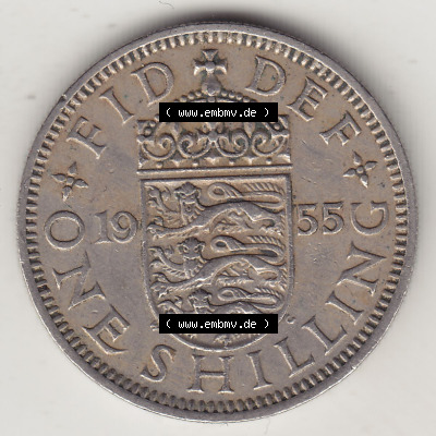 Münzen Großbritannien Eurovorläufer, Umlaufmünze vor Euroeinführung 1954-1970, 1 Schilling - Shilling, 1955 (Stück 1) Wappen... Sammlung