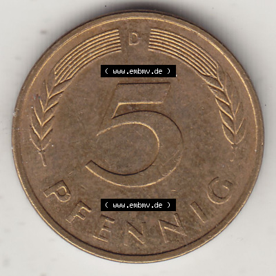 Münzen Deutschland 5 Pfennig-Deutsche Mark 1950-2001, 5 Pfennig, 1991 D-1 (2) Sammlung