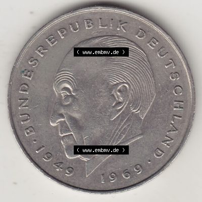 BRD Münzen 2 DM Gedenkmünze 1969-1987, 2 DM, Deutsche Mark Konrad Adenauer 1983-1 G. Rückseite der Münze aus Deutschland Sammlung