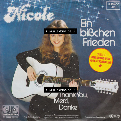 Single Schallplatte 1982, Nicole mit Ein Bißchen Frieden und Thank You, Merci, Danke (1) Sammlung
