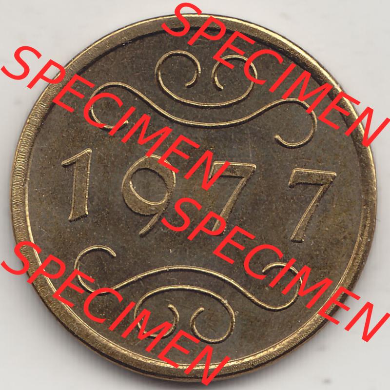 Aus offiziellen Münzensatz / KMS 1977 Niederlande 1977-1977, Medaille aus Kzursmünzensatz 1977. Rückseite der Münze aus den Niederlanden Sammlung