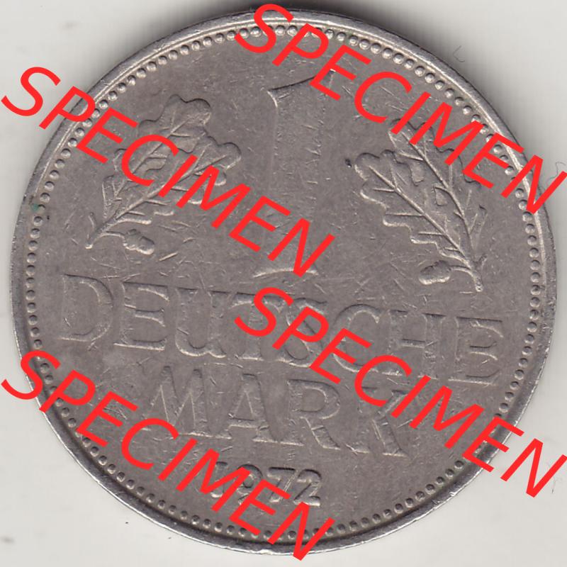 BRD Münzen 1 DM, Umlaufmünze 1950-2001, 1 DM Deutsche Mark, 1972 G-3. Rückseite der Münze aus Deutschland Sammlung