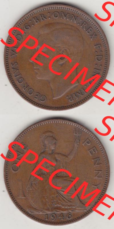 Münzen Großbritannien Eurovorläufer, Umlaufmünze vor Euroeinführung 1937-1948. 1 One Penny 1946-1, George VI, GEORGIVS VI DGBROMNREX FDINDIMP.... Sammlung