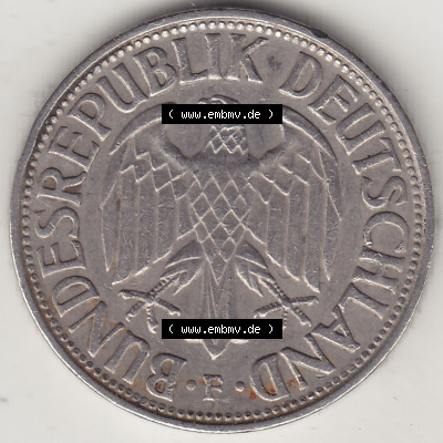 BRD Münzen 1 DM, Umlaufmünze 1950-2001, 1 DM Deutsche Mark, 1966 F-1. Vorderseite der Münze aus Deutschland Sammlung