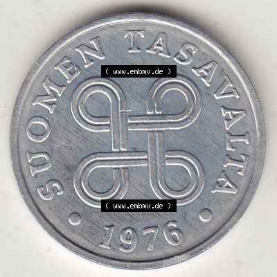 Münzen Finnland / SUOMI Eurovorläufer, Umlaufmünze vor Euroeinführung 1969-1979, 1 Penny, Penni 1976, SUOMEN TASAVALTA (1) Sammlung