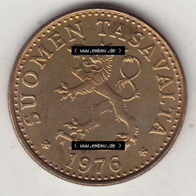Münzen Finnland / SUOMI Eurovorläufer, Umlaufmünze vor Euroeinführung 1963-1990, 20 Penny Penniä 1976, SUOMEN TASAVALTA (1) Sammlung