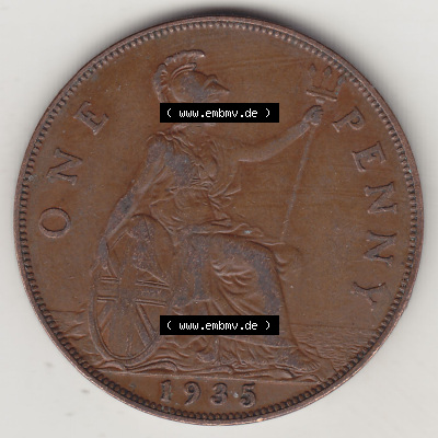 Alte Münzen Großbritannien Eurovorläufer, Umlaufmünze vor Euroeinführung 1928-1936, 1 Penny, ONE PENNY, 1935 (Stück 1),... Sammlung