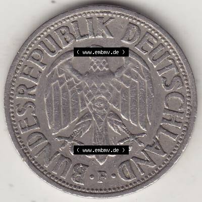 BRD Münzen 1 DM, Umlaufmünze 1950-2001, 1 DM Deutsche Mark, 1950 F-4. Vorderseite der Münze aus Deutschland Sammlung