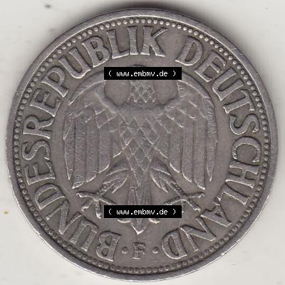 BRD Münzen 1 DM, Umlaufmünze 1950-2001, 1 DM Deutsche Mark, 1950 F-3. Vorderseite der Münze aus Deutschland Sammlung