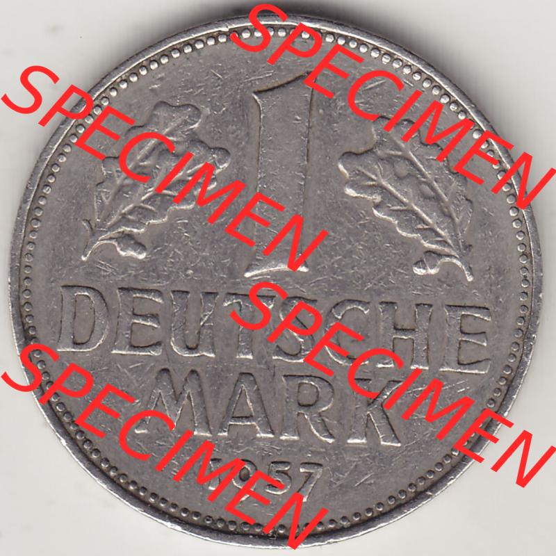 BRD Münzen 1 DM, Umlaufmünze 1950-2001, 1 DM Deutsche Mark, 1957 J-1. Rückseite der Münze aus Deutschland Sammlung