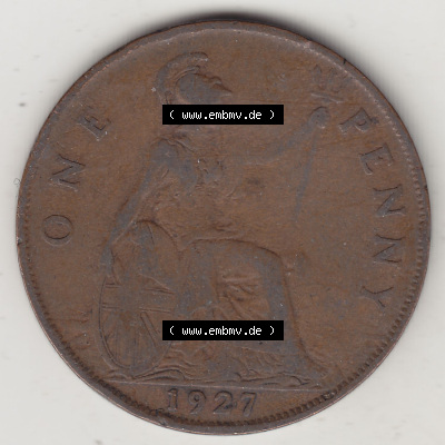 Münzen Großbritannien Eurovorläufer, Umlaufmünze vor Euroeinführung 1927-1927, 1 One Penny, 1927 (Stück 2), George V, BM... Sammlung