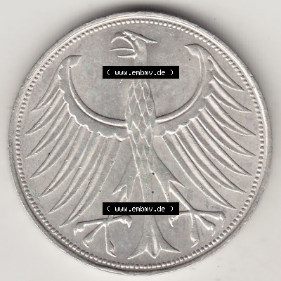 Münzen Deutsche Mark Silbermünze 1951-1974, 5 DM, 5 Deutsche Mark Silberadler, Heiermann 1963 D-1. Wertvolle und beliebte 5... Sammlung