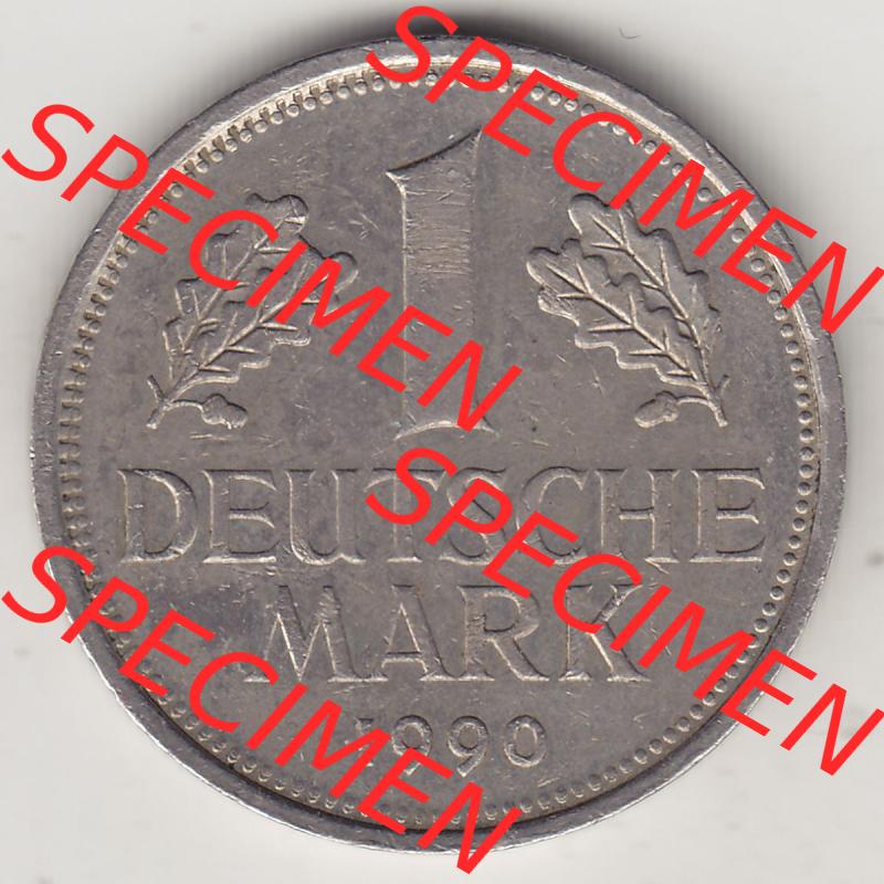 BRD Münzen 1 DM, Umlaufmünze 1950-2001, 1 DM Deutsche Mark, 1990 D-3. Rückseite der Münze aus Deutschland Sammlung
