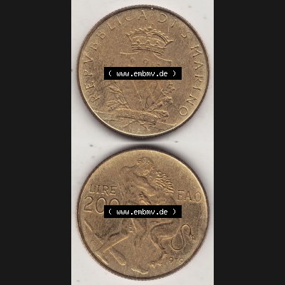 Aus offiziellen Münzensatz / KMS 1979 San Marino vor Euro 1979-1979, 200 Lire, L.200, J. V. LIBERTAS REPVBBLICA DI S. MARINO, 1979 L.200... Sammlung