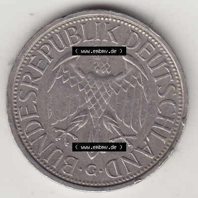 BRD Münzen 1 DM, Umlaufmünze 1950-2001, 1 DM Deutsche Mark, 1978 G-1. Vorderseite der Münze aus Deutschland Sammlung