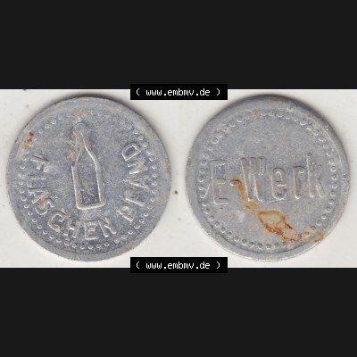 Alte Wertmarken Allgemein Flaschenpfand E-Werk. Vorderseite und Rückseite auf einen digitalen Bild einer Wertmarke. Das digitale Bild der Wertmarke dürfen private Sammler für... Sammlung