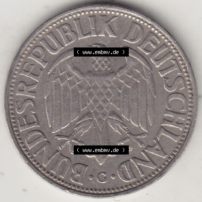 BRD Münzen 1 DM, Umlaufmünze 1950-2001, 1 DM Deutsche Mark, 1954 G-4. Vorderseite der Münze aus Deutschland Sammlung