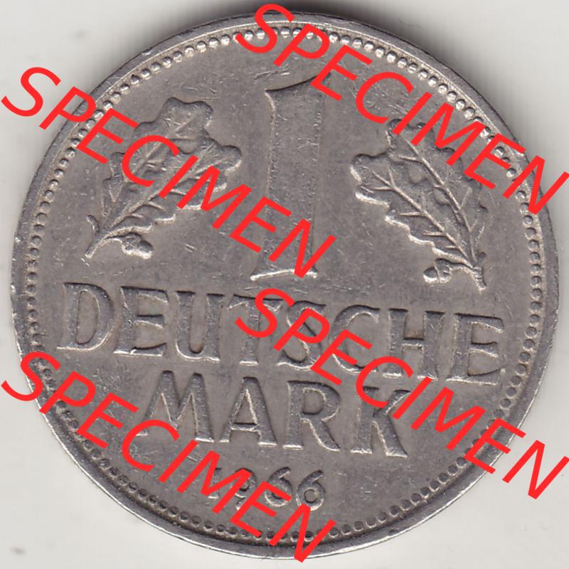 BRD Münzen 1 DM, Umlaufmünze 1950-2001, 1 DM Deutsche Mark, 1966 F-1. Rückseite der Münze aus Deutschland Sammlung