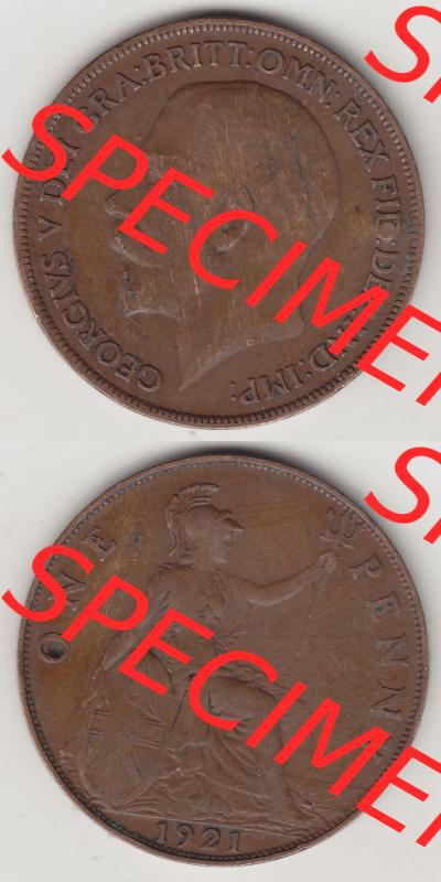 Alte Münzen Großbritannien Eurovorläufer, Umlaufmünze vor Euroeinführung 1911-1926, 1 Penny, One Penny, 1921-1, B.M. GEORGIVS V DEI... Sammlung