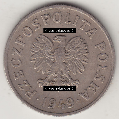 Münzen Republik Polen Eurovorläufer, Umlaufmünze 1949-1949, 50 Groszy, Groschen, Kupfernickel-Legierung 1949. Einziger Jahrgang... Sammlung