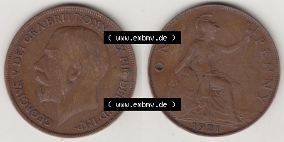 Alte Münzen Großbritannien Eurovorläufer, Umlaufmünze vor Euroeinführung 1911-1926, 1 Penny, One Penny, 1921 (Stück 1),... Sammlung