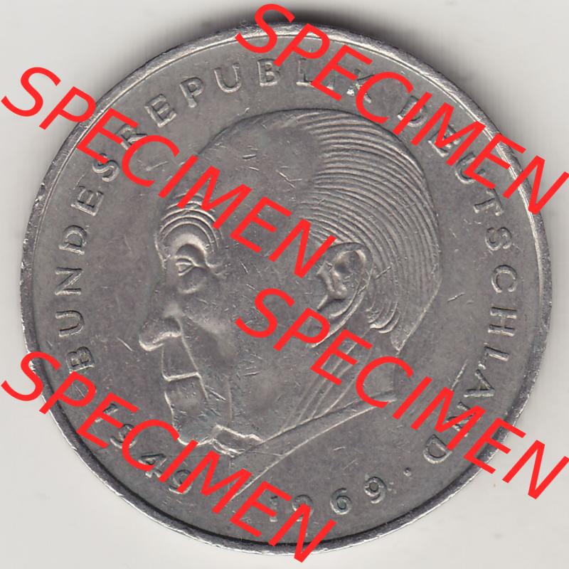 BRD Münzen 2 DM Gedenkmünze 1969-1987, 2 DM, Deutsche Mark Konrad Adenauer 1985-1 F. Rückseite der Münze aus Deutschland Sammlung