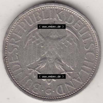 BRD Münzen 1 DM, Umlaufmünze 1950-2001, 1 DM Deutsche Mark, 1972 G-3. Vorderseite der Münze aus Deutschland Sammlung