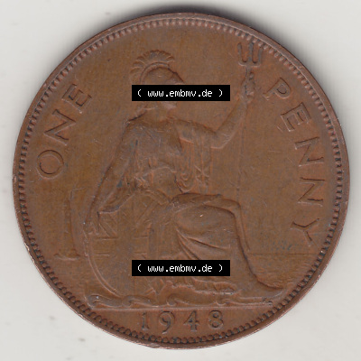 Alte Münzen Großbritannien Eurovorläufer, Umlaufmünze vor Euroeinführung 1937-1948, 1 Penny, One Penny, 1948 (Stück 1),... Sammlung
