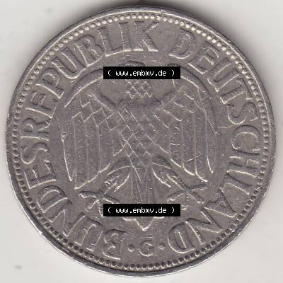 BRD Münzen 1 DM, Umlaufmünze 1950-2001, 1 DM Deutsche Mark, 1954 G-5. Vorderseite der Münze aus Deutschland Sammlung