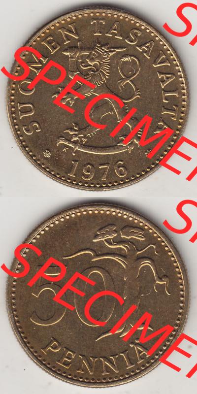 Münzen Finnland / SUOMI Eurovorläufer, Umlaufmünze vor Euroeinführung 1963-1990, 50 Penny Penniä 1976, SUOMEN TASAVALTA (4) Sammlung