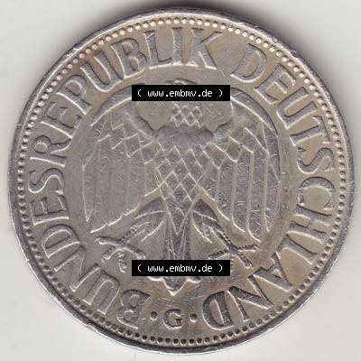 BRD Münzen 1 DM, Umlaufmünze 1950-2001, 1 DM Deutsche Mark, 1961 G-1. Vorderseite der Münze aus Deutschland Sammlung