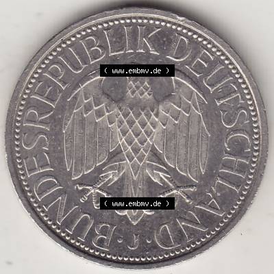 BRD Münzen 1 DM, Umlaufmünze 1950-2001, 1 DM Deutsche Mark, 1994 J-3. Vorderseite der Münze aus Deutschland Sammlung