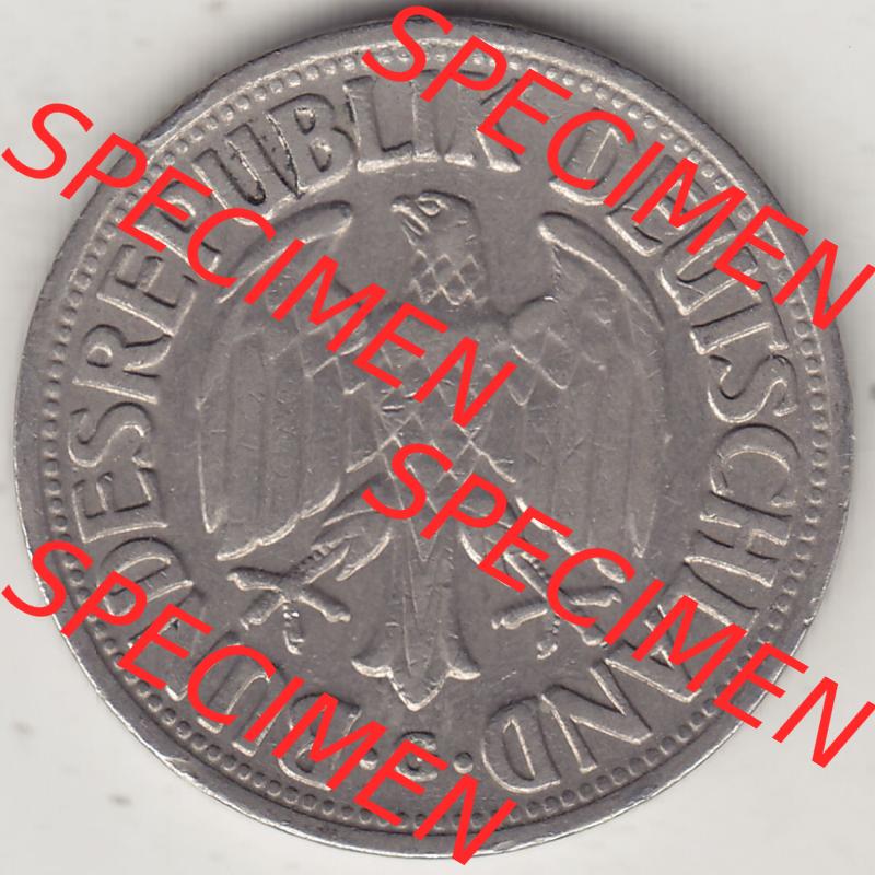 BRD Münzen 1 DM, Umlaufmünze 1950-2001, 1 DM Deutsche Mark, 1950 G-1. Vorderseite der Münze aus Deutschland Sammlung