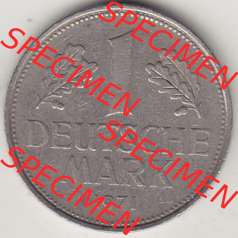 BRD Münzen 1 DM, Umlaufmünze 1950-2001, 1 DM Deutsche Mark, 1971 J-1. Rückseite der Münze aus Deutschland Sammlung