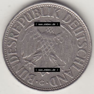 BRD Münzen 1 DM, Umlaufmünze 1950-2001, 1 DM Deutsche Mark, 1963 G-1. Vorderseite der Münze aus Deutschland Sammlung