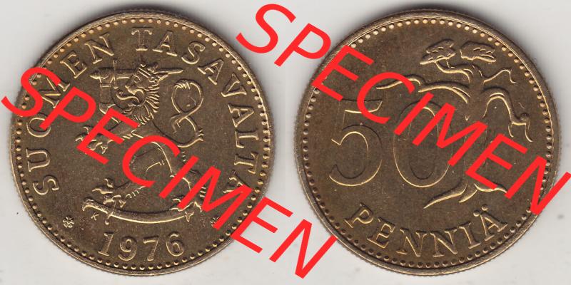 Münzen Finnland / SUOMI Eurovorläufer, Umlaufmünze vor Euroeinführung 1963-1990, 50 Penny Penniä 1976, SUOMEN TASAVALTA (3) Sammlung