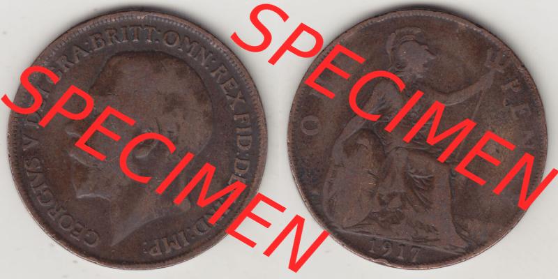 Alte Münzen Großbritannien Eurovorläufer, Umlaufmünze vor Euroeinführung 1911-1926, 1 Penny, One Penny, 1917-1, B.M. GEORGIVS V DEI... Sammlung
