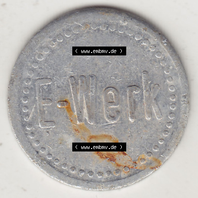 Alte Wertmarken Allgemein Flaschenpfand E-Werk. Rückseite einer Wertmarke. Das digitale Bild der Wertmarke dürfen private Sammler... Sammlung