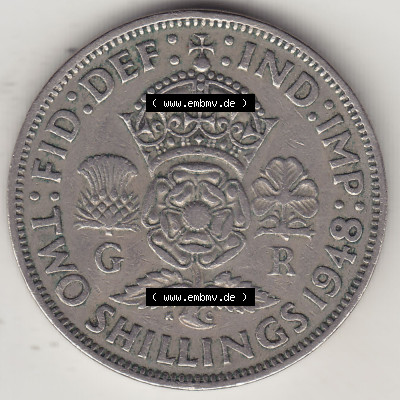 Alte Münzen Großbritannien Eurovorläufer, Umlaufmünze vor Euroeinführung 1947-1948, 2 Schilling-Florin, Two Shillings, 1948... Sammlung