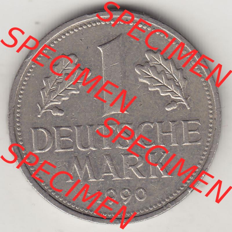 BRD Münzen 1 DM, Umlaufmünze 1950-2001, 1 DM Deutsche Mark, 1990 D-2. Rückseite der Münze aus Deutschland Sammlung