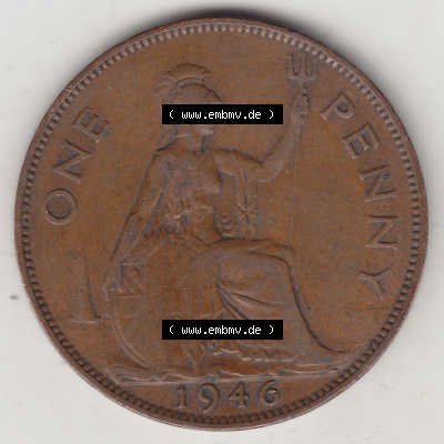 Münzen Großbritannien Eurovorläufer, Umlaufmünze vor Euroeinführung 1937-1948. 1 One Penny 1946 (Stück 1), George VI, GEORGIVS... Sammlung