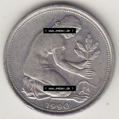 Münzen Deutschland 50 Pfennig der Deutschen Mark 1990-2001, 50 Pfennig 1990 A-1 (1) Sammlung