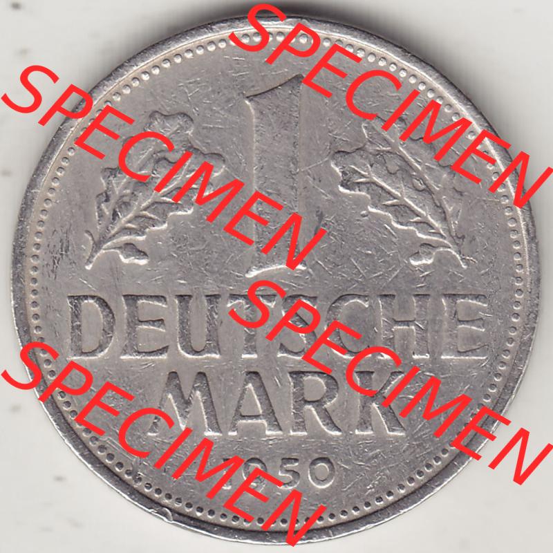 BRD Münzen 1 DM, Umlaufmünze 1950-2001, 1 DM Deutsche Mark, 1950 D-5. Rückseite der Münze aus Deutschland Sammlung